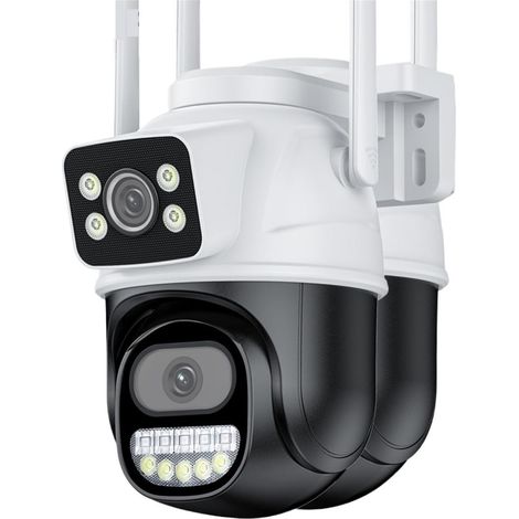 Caméra de sécurité à Domicile Caméra PTZ Double écran 8MP, Audio bidirectionnel, Vision Nocturne Couleur, Protection de sécurité extérieure, vidéosurveillance IP 8MP(2pcs 4MP 128GB Card) (1/5)
