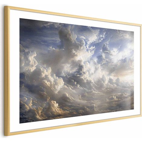 Plakat – Goldene Spiegelungen in den Wolken kündigen die Dämmerung an (1/4)