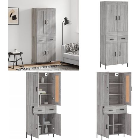 Highboard Grau Sonoma 69,5x34x180 cm Holzwerkstoff - Holzwerkstoff - Schrank (1/5)