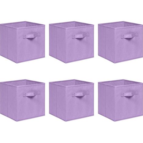 Foldable Storage Boxes,Non-Woven Fabric Storage Box Set,Storage Drawers for Cube Storage Unit,26.5x26.5x28 cm (Light Purple, Set of 6)