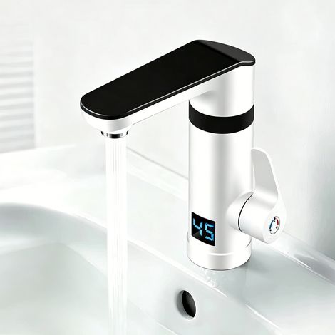 LEDANDER Robinet d'eau chaude instantanée 3000W avec affichage numérique, chauffage rapide en 3 secondes, bec rotatif à 120°, chauffe-eau sans réservoir avec contrôle de la température.