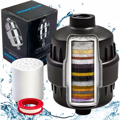 Filtro per rubinetto a 20 gradi, rimuove contaminanti e metalli, colore nero. (1/5)