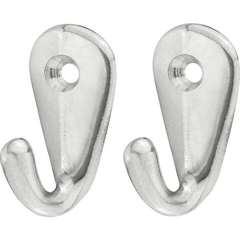 2x polierte Chrom-Aluminiumhaken für Kleiderschrank, Tür, Handtuchhalter, Küche, Badezimmer, Möbel, Schrank, Kommoden, zum Anschrauben (1/2)