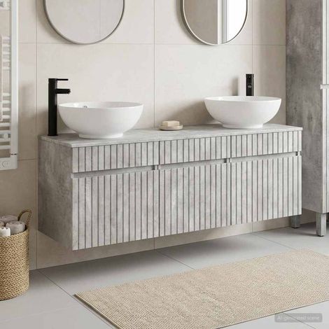 vidaXL Set di Armadi da Bagno 3 pz Grigio Cemento 157 x 44,5 x 80 cm (1/5)