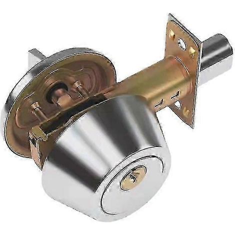 Serrure de porte à pêne dormant simple cylindrique en nickel satiné, serrure de sécurité de nuit avec clés (1 pièce)