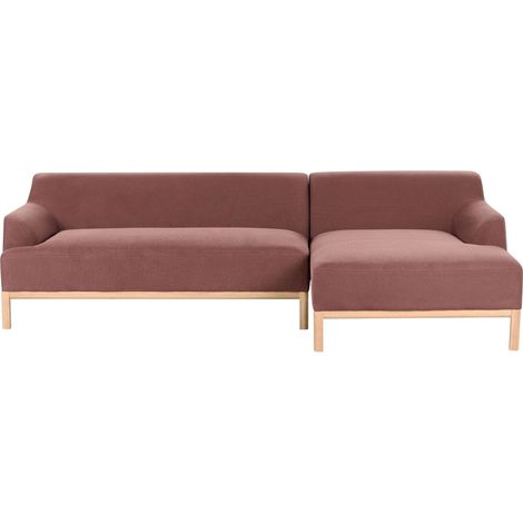 Corner Sofa 3 Seater SOSJO Fabric Burgundy Left Hand