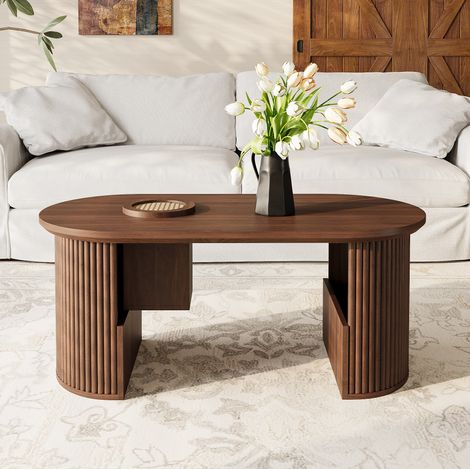 Mesa centro ovalada con almacenaje MDF 105 cm OKMYHOME (1/5)