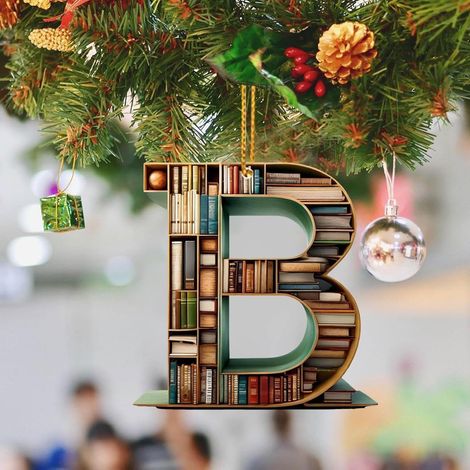 Lettres Alphabetiques - Décoration Arbre De Noël En Acrylique - Pendantes Livre Forme - 26 Lettres A À Z - 3,15 Pouces - 1 Pièce (1/5)