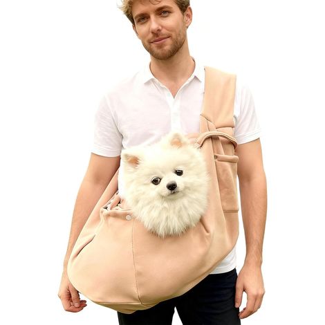 1 Sac de Transport Chien, Bandoulière Large, Polyester Kaki, Poches et Crochets, Animaux jusqu'à 6 kg (1/5)