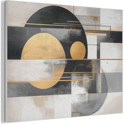 Acoustic Felt Wall Art Abstract - Gold - Silver - Shapes - Aesthetic - Modern 100x70 cm