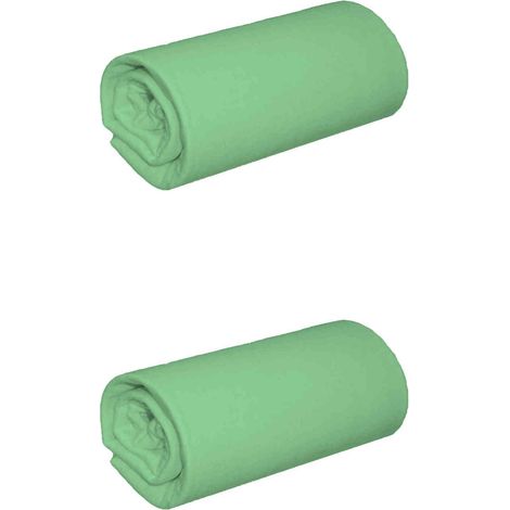 Lot de 2 draps housses jersey vert jade bonnet 30 cm 100% coton biologique 90x200