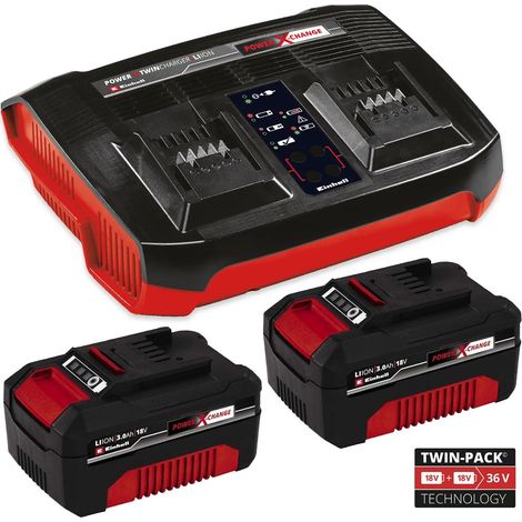 Einhell 18v Power X-Change Starter Kit 2x 3.0Ah Battery + Dual Port Twin Charger (1/5)