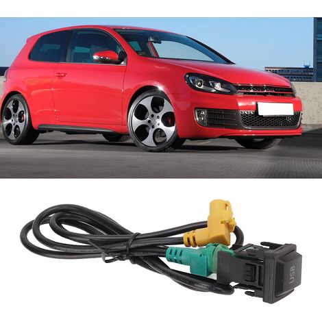 Kfz-USB-Zusatzdatenadapter mit Anschlusskabel und Druckknopfschalter für Volkswagen Jetta, Scirocco, Golf MK6 und Passat. (1/5)