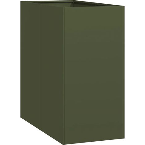 Jardinière moderne pour jardin terrasse 40 x 80 x 80 cm avec fond ouvert design élégant en acier vert olive