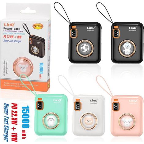 Trade Shop - POWERBANK SCHNELLLADEN MIT TYP-C-KABEL + 8PIN PD 22,5 W + 18 W 15000 MAH TM16004 -