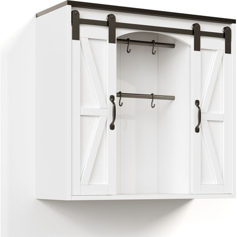 Mueble de cocina de pared con 2 puertas correderas, blanco, MDF, 80 x 31 x 76 cm (1/5)