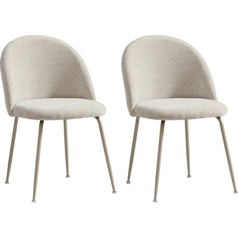 Lot de 2 chaises en tissu texturé et métal - Beige - MELBOURNE (1/5)