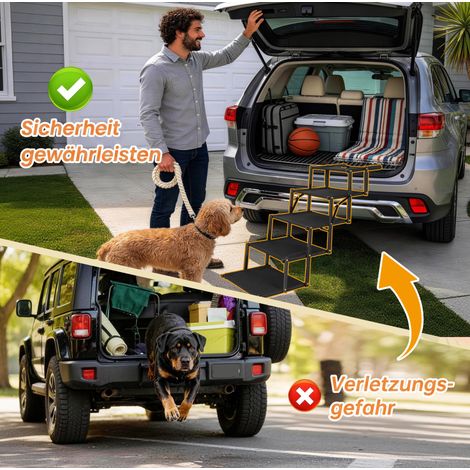 Treppe chien pliable 101,6x48,3x72,4 cm en acier noir, gain de place pour voiture FloraGrace (1/5)