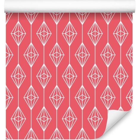 Carta da parati con motivo geometrico, sfondo corallo, centro corallo 50x1000 cm (1/5)