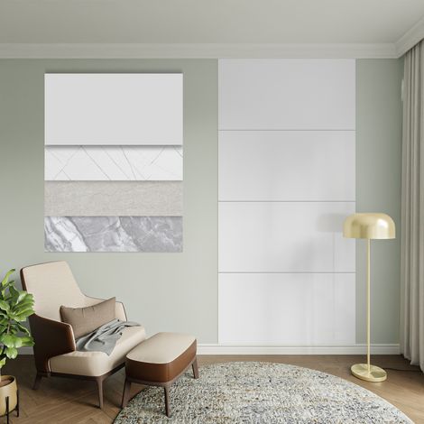 HEXIM Marmorplatten Optik Set 4 Stück 122x70cm Matt & Glänzend SPC Granit Fliesen Steine Paneele Wand: HMP01 - Weiß Glänzend, 4 Stück - 3.42 m²