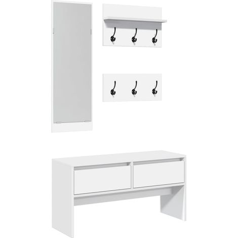 4 Piece Hallway Furniture Set White Engineered Wood vidaXL