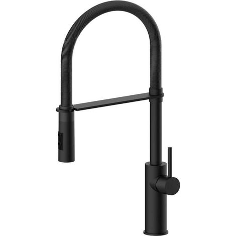 Miscelatore lavello cucina in colore nero opaco con molla e doccia 2 getti Paffoni Light LIG179NONO Nero opaco (1/5)