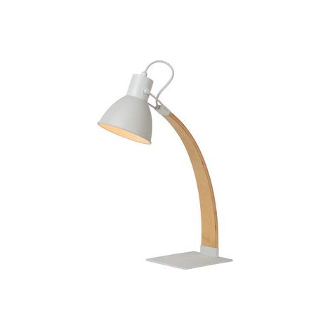 Lampe de bureau Lucide CURF E27 60W bois métal blanc/brun (1/3)