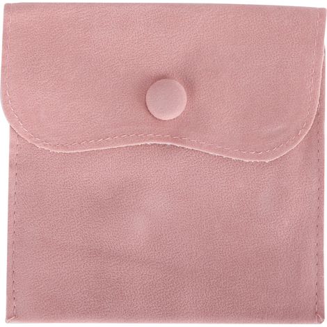 Pochette de rangement douce en flanelle pour bijoux - Organisateur portable pour boucles d'oreilles, colliers et bracelets - Rose (1/5)