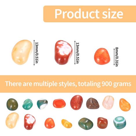Pierres d'Agate Naturelles Polies 900g Gravier Coloré pour Décoration d'Aquarium Vase et Jardin