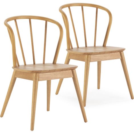 Pack 2 sillas Brisa Color Roble, Madera Maciza, 47 cm (Ancho) 59 cm (Profundo) 83 cm (Alto)