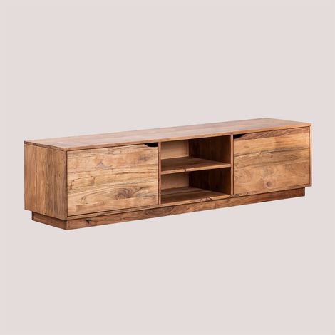 Mueble TV 160x40 cm con estante en madera de acacia Tasmani SKLUM             