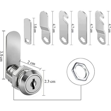 Serrure de boîte aux lettres avec 4 clés - Livré avec 5 plaques de verrouillage différentes, serrure à levier pour boîtes aux lettres, portes d'armoire