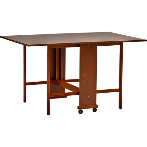 Tavolo richiudibile legno formica con ruote 140x90 cm GIORGIA Noce (1/5)