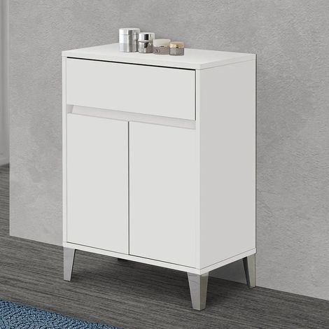 Mobiletto multiuso da 60 cm Way 2 ante e un cassetto bianco lucido (1/4)