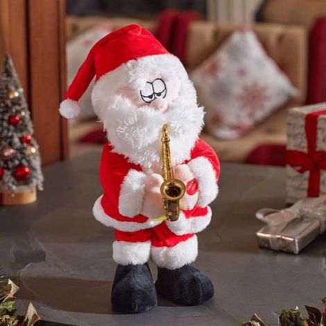 35cm Battery Operated Animated Dancing Santa with Saxophone Christmas Decoration (1/4)