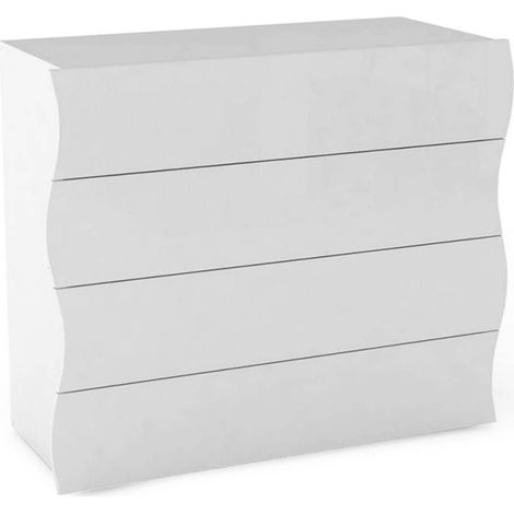 Dmora Comò moderno, Made in Italy, Mobiletto per Soggiorno e Camera, Credenza 4 cassetti, cm 98x40h82, colore Bianco lucido, con imballo rinforzato