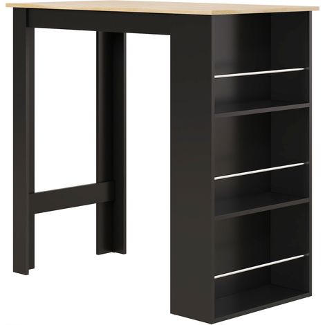 Table de bar haute cuisine 3 étagères noire 112x57x106 cm (1/5)