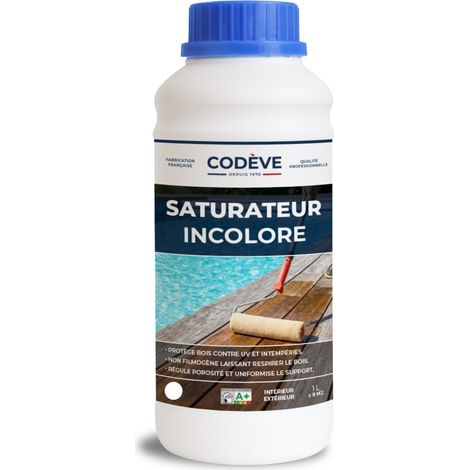 Saturateur Bois Incolore - 1 L - Codeve Bois - Incolore Pour Une Protection Durable Ne Masquant Pas Les Veines Du Bois.