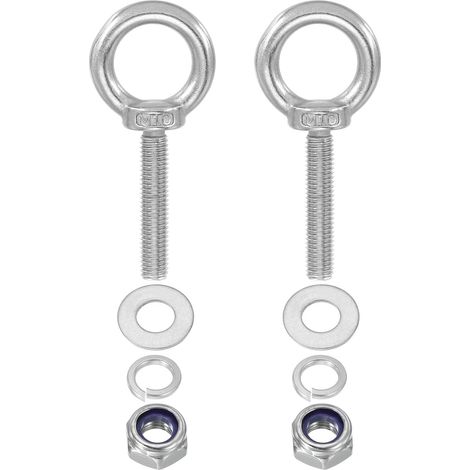 2 Pièces M10 x 50mm Boulon à œil Avec Écrou Boulon à œil Argent (1/5)