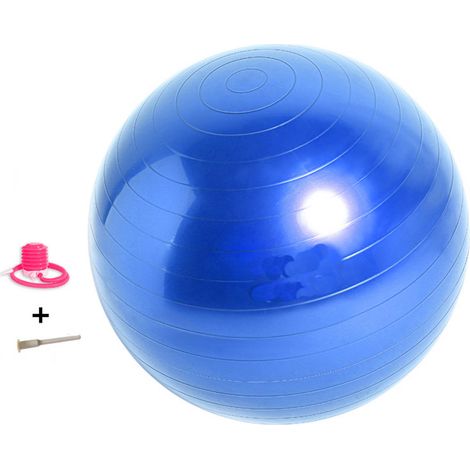 Ballon d'exercice PVC renforcé anti-éclatement 75cm pour yoga et gymnastique - Bleu (1/5)