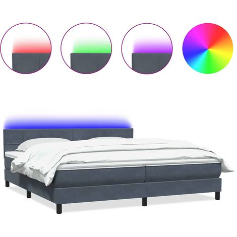Maison Exclusive - Boxspringbett mit Matratze & LED Dunkelgrau 18