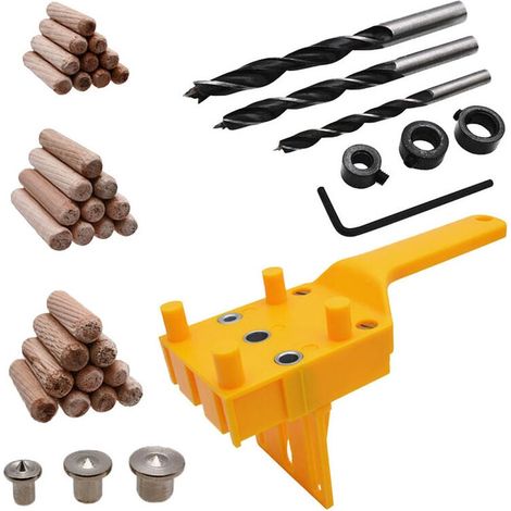 [NON UTILIZZATO] Set di 41 dime per la foratura di tasselli, guida di foratura con arresto parallelo, kit di dime per la foratura di tasselli, 6 mm / 8 mm / 10 mm (1/4)