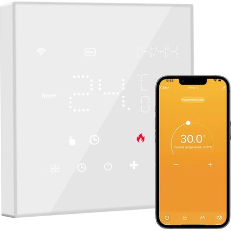 Thermostat intelligent WiFi pour chauffage au sol et chauffe-eau à gaz, thermostat d'ambiance programmable, thermostat de chauffage numérique intelligent compatible avec, commande (1/5)