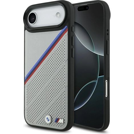 Coque MagSafe BMW M tricolore avec logo métallique pour iPhone 17 Air - Grise (1/5)