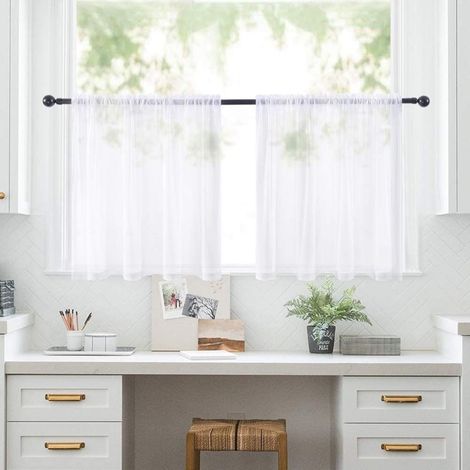 Rideaux Courts - Rideaux Opacifiants Pour Fenêtre De Cuisine Salle De Bain Chambre 30 X 24 Pouces - Lot De 2 (1/3)