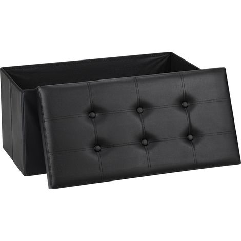 Jiubiaz Sitzhocker sitzbank Schwarz faltbar mit Stauraum, Aufbewahrungsbox, Deckel abnehmbar 76x38x38cm