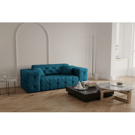 Sofa Designersofa CHANTAL 2-Sitzer in Stoff Opera Velvet Ozeanblau (1/5)