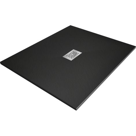 Mexen Hugo receveur de douche rectangulaire SMC 120 x 100 cm, noir, couvre-joint inox - 42701012-X (1/5)