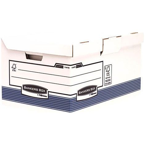 Caisse archives carton Bankers Box by Fellowes Flip H 31 x L 56 x P 39 cm top maxi bleue - Lot de 10 (1/5)