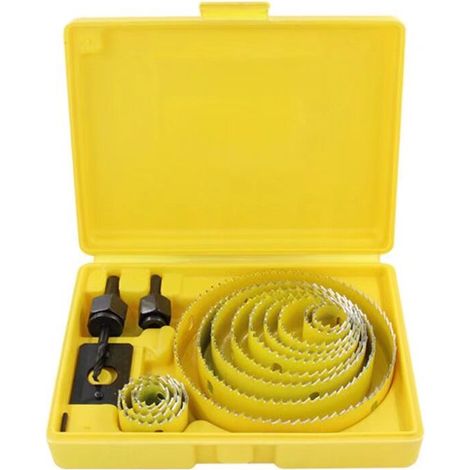 Kit de 13 brocas de acero al carbono para taladro, brocas ajustables para madera y placas de yeso de 19 a 127 mm, color amarillo. (1/4)